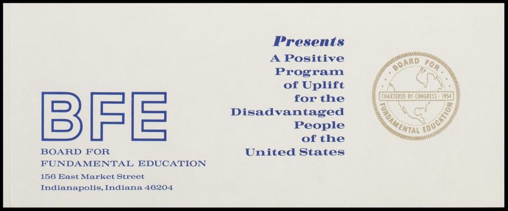 Miniature of Board for Fundamental Education, 1967 (Folder IV-1089)