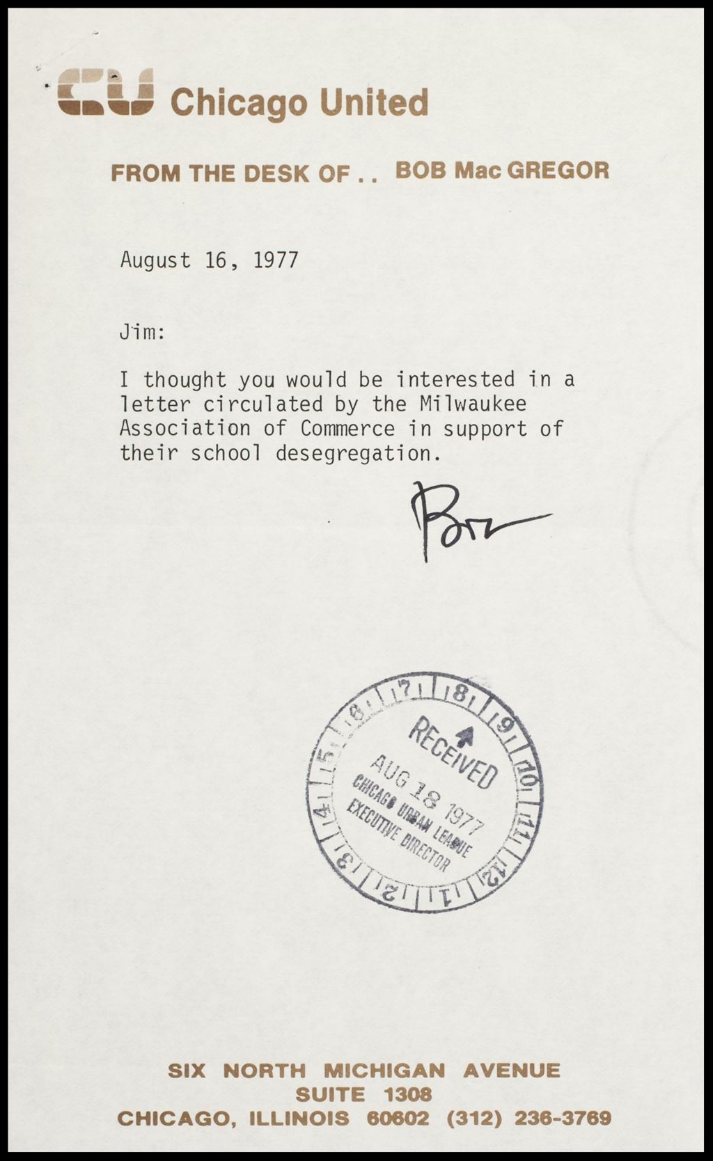 Position on School Desegregation, 1977 (Folder IV-1114)