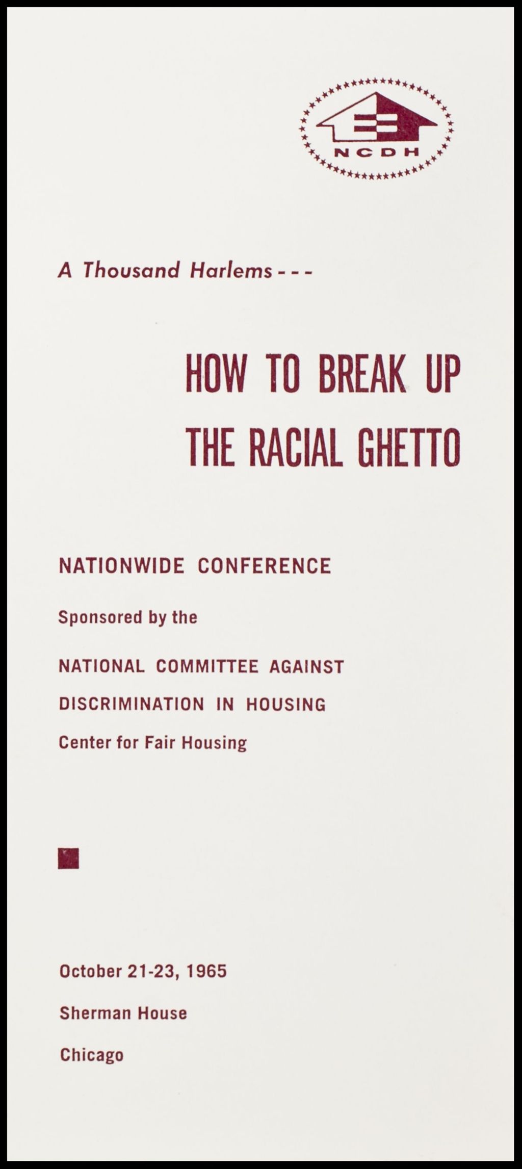 National Committee Against Discrimination in Housing, 1965 (Folder IV-1119)