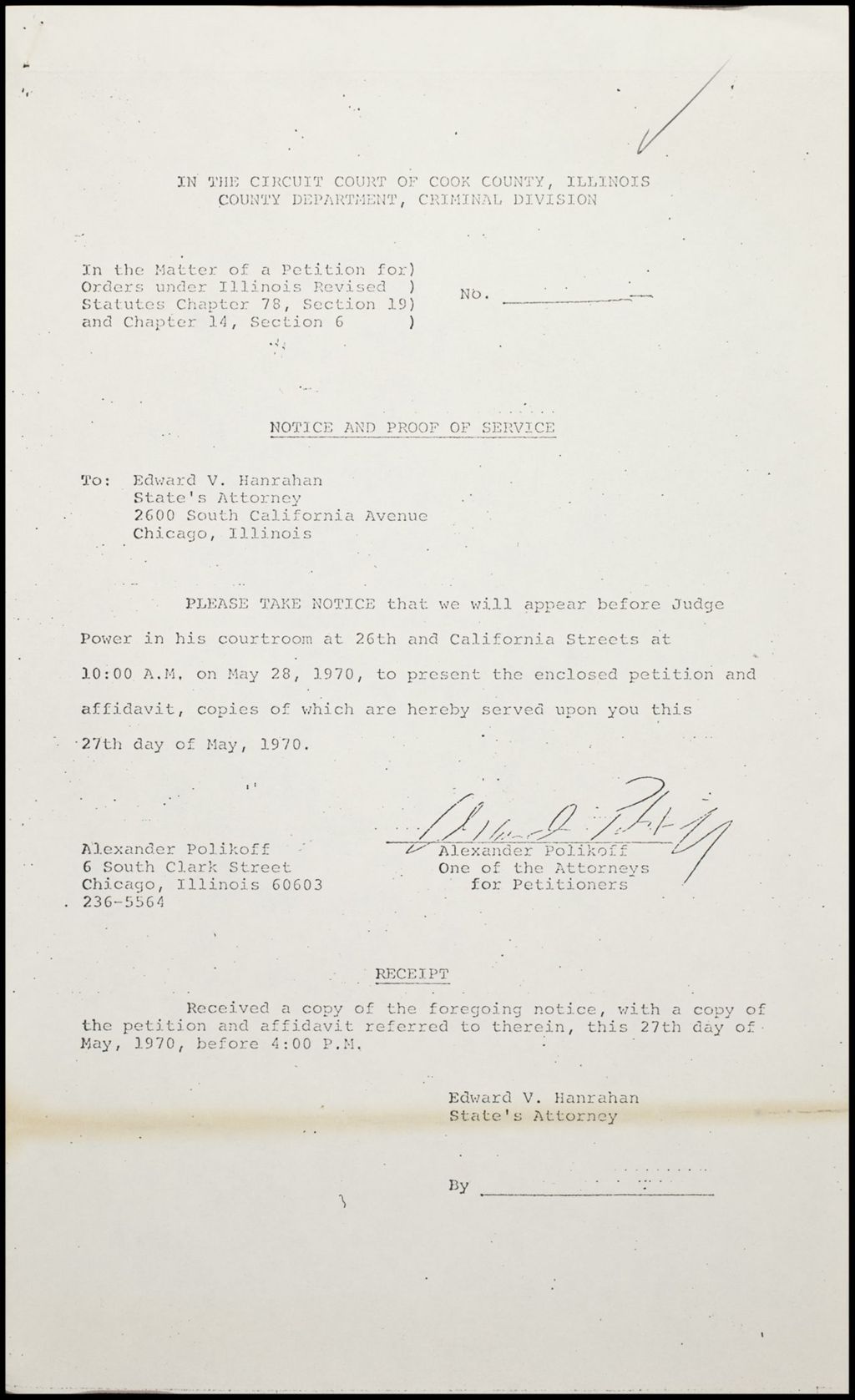Legal Petition, 1970 (Folder IV-1309)