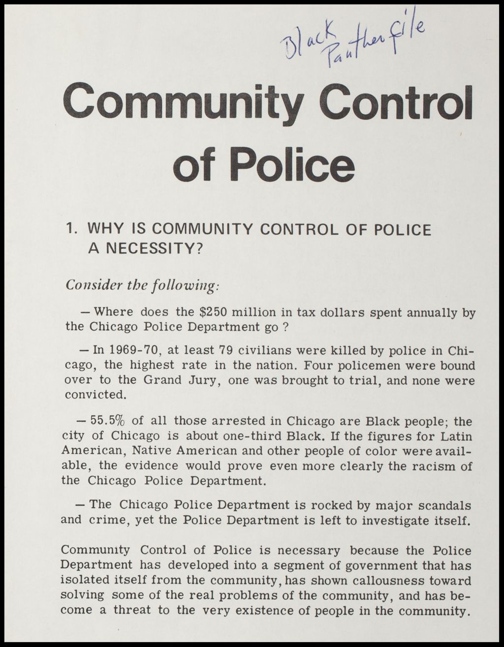 Miniature of Community Control of Police (Folder IV-1308)