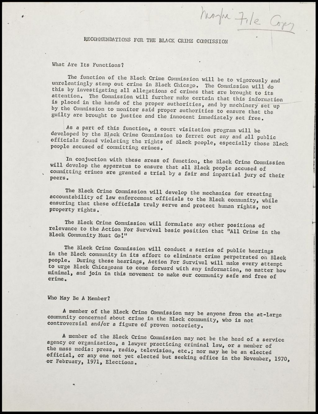 Black Crime Commission, 1970 (Folder IV-1307)