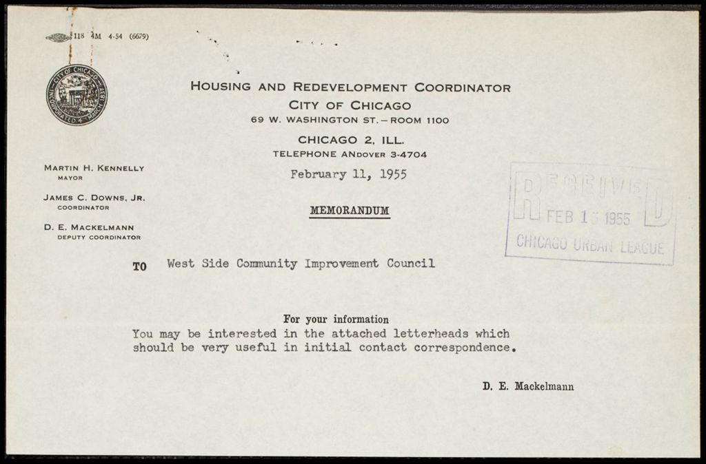 Miniature of Community Improvement Council newsletters, 1955 (Folder I-2732)
