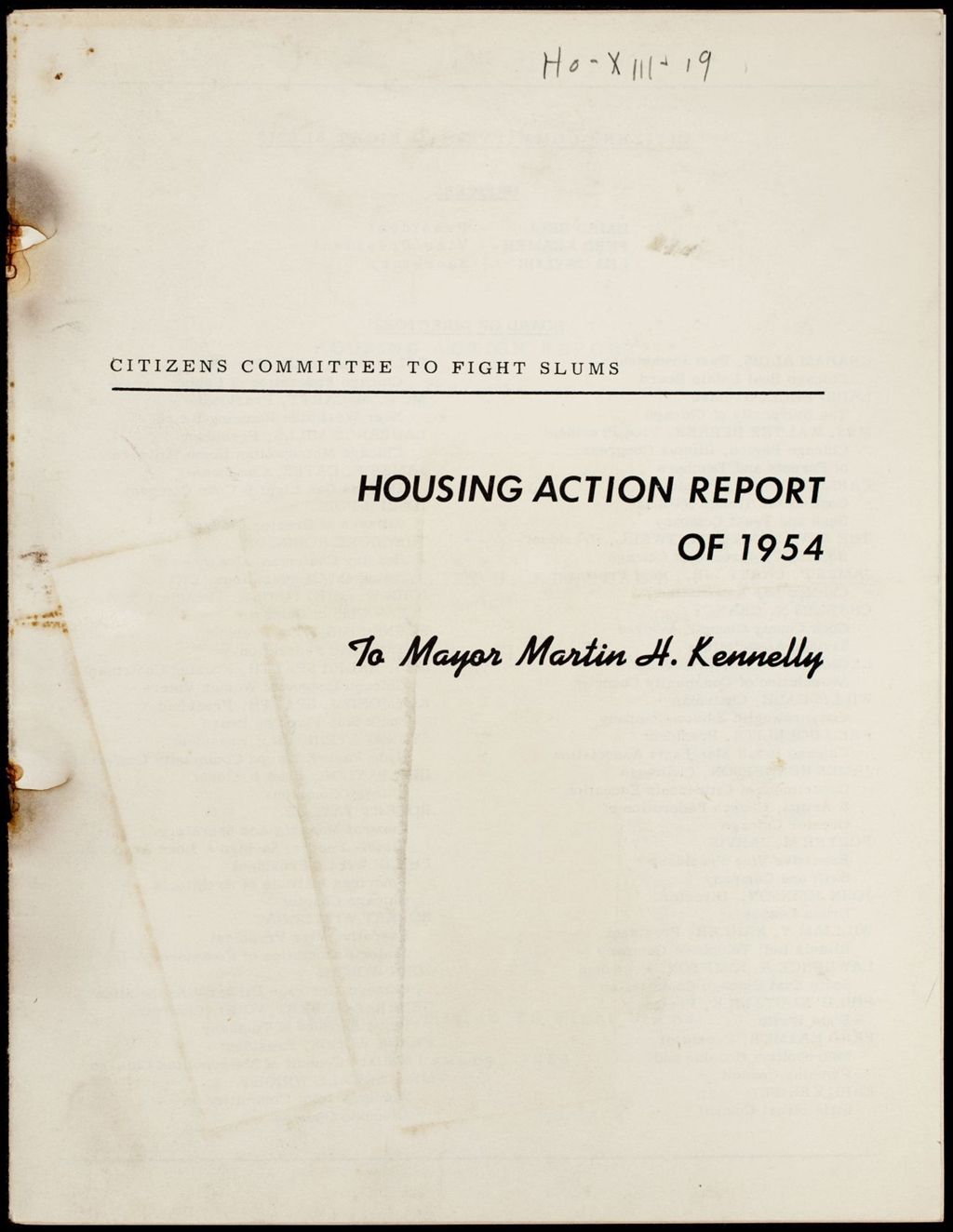 Miniature of Citizen's Committee to Fight Slums Housing Action Report, 1954 (Folder I-2750)