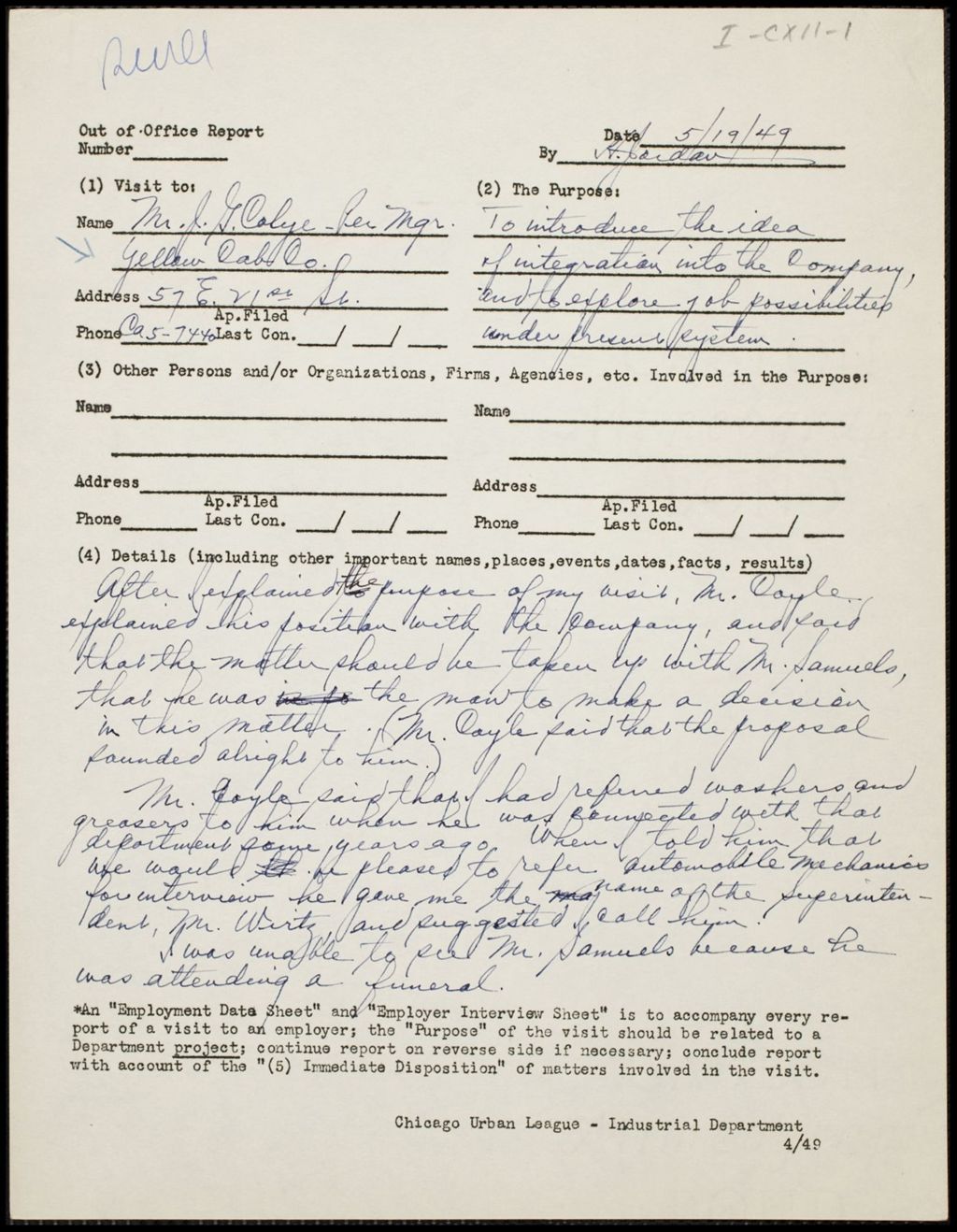 Miniature of Yellow Cab Company discriminatory practices, 1949-1952 (Folder I-2773)