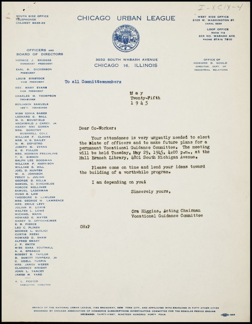 Miniature of Vocational Guidance Committee, 1945 (Folder I-2770)