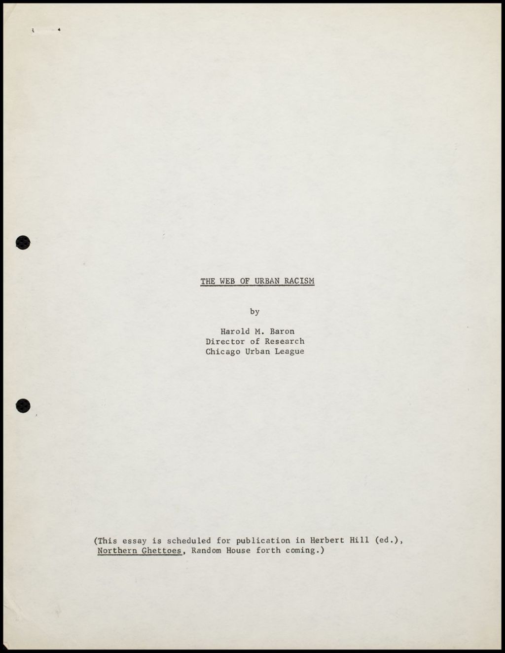 CUL report Negro's in Policy Making, 1968 (Folder III-2486)