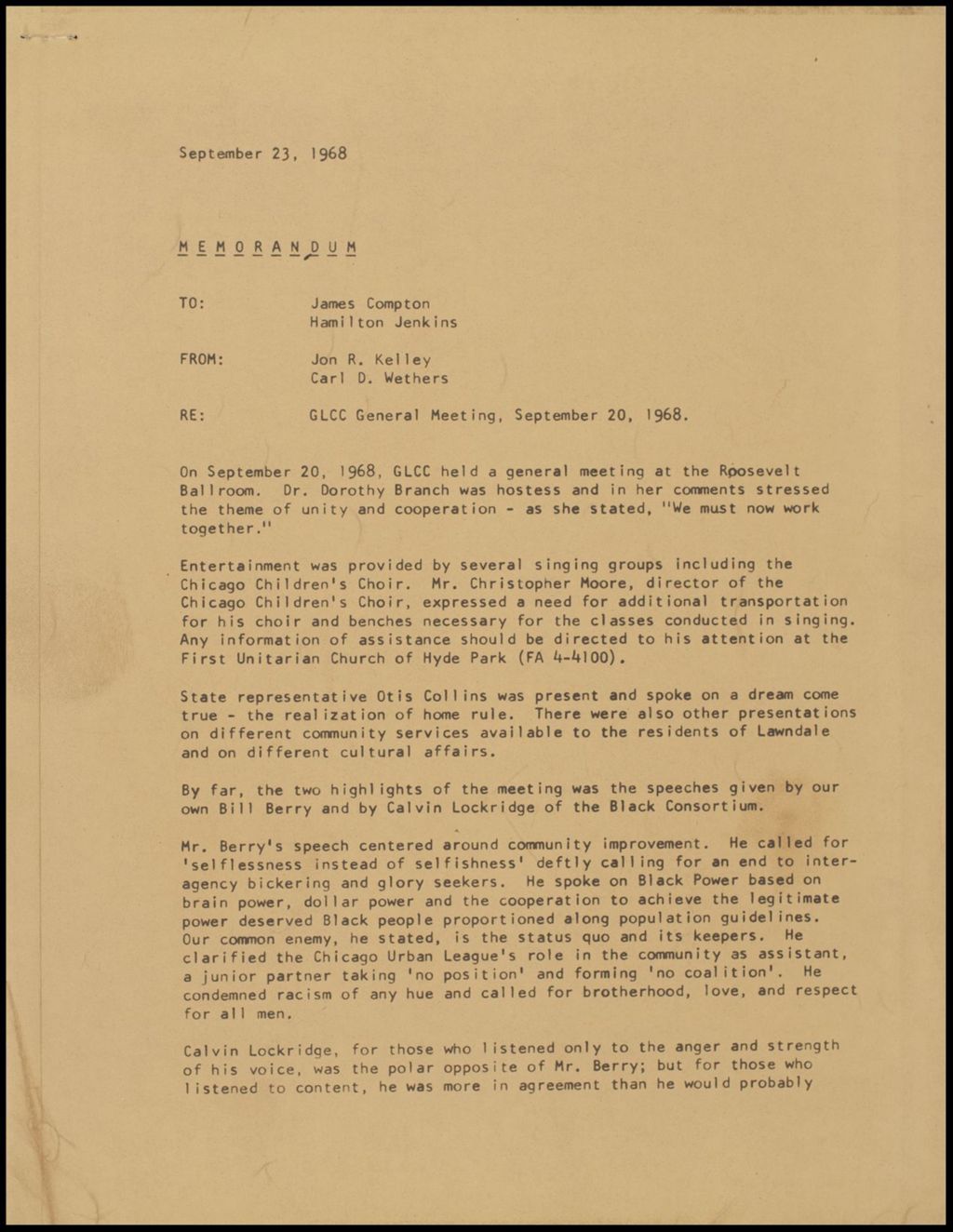 Miniature of GLCC general meeting, 1968 (Folder I-2978)