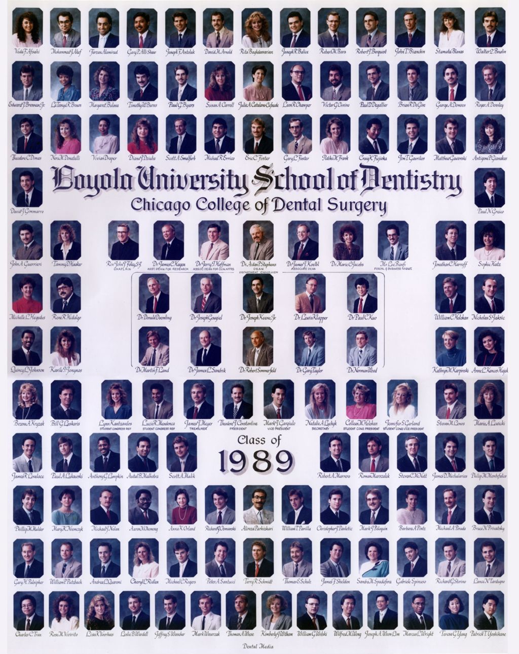 1989 graduating class, Loyola University School of Dentistry, Chicago College of Dental Surgery