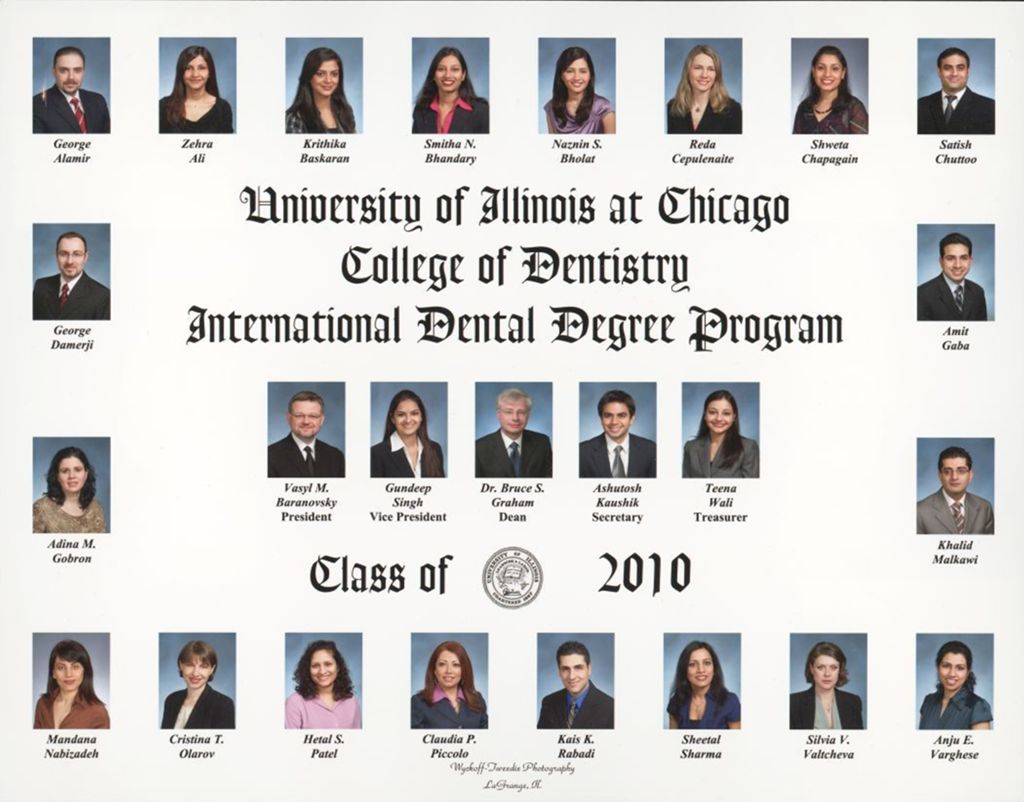 2010 International Dental Degree Program graduating class, University of Illinois College of Dentistry