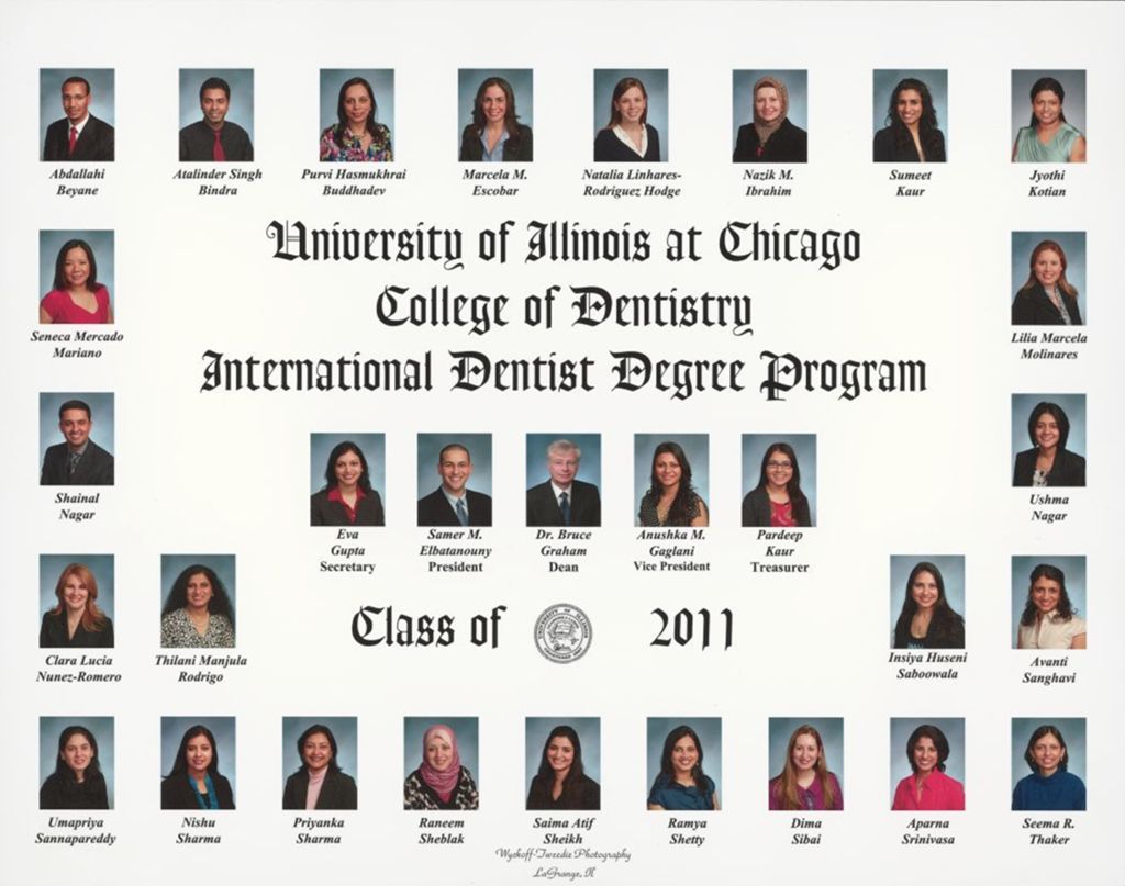 2011 International Dentist Degree Program graduating class, University of Illinois College of Dentistry