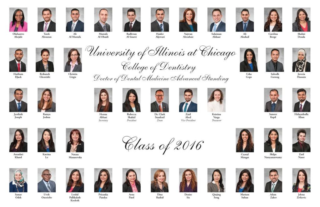 2016 Doctor of Dental Medicine Advanced Standing graduating class, University of Illinois College of Dentistry