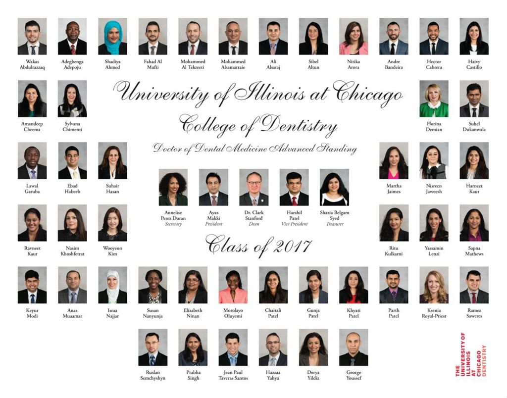 Miniature of 2017 Doctor of Dental Medicine Advanced Standing graduating class, University of Illinois College of Dentistry