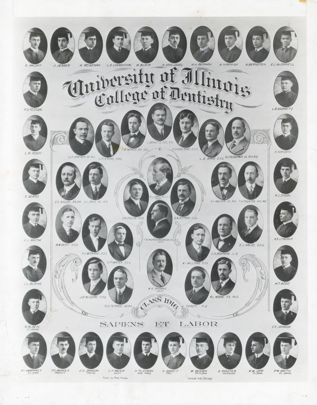 1916 graduating class, University of Illinois College of Dentistry
