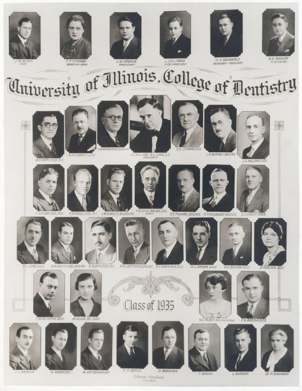 1935 graduating class, University of Illinois College of Dentistry