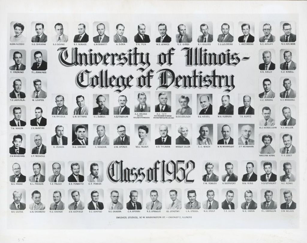 Miniature of 1952 graduating class, University of Illinois College of Dentistry