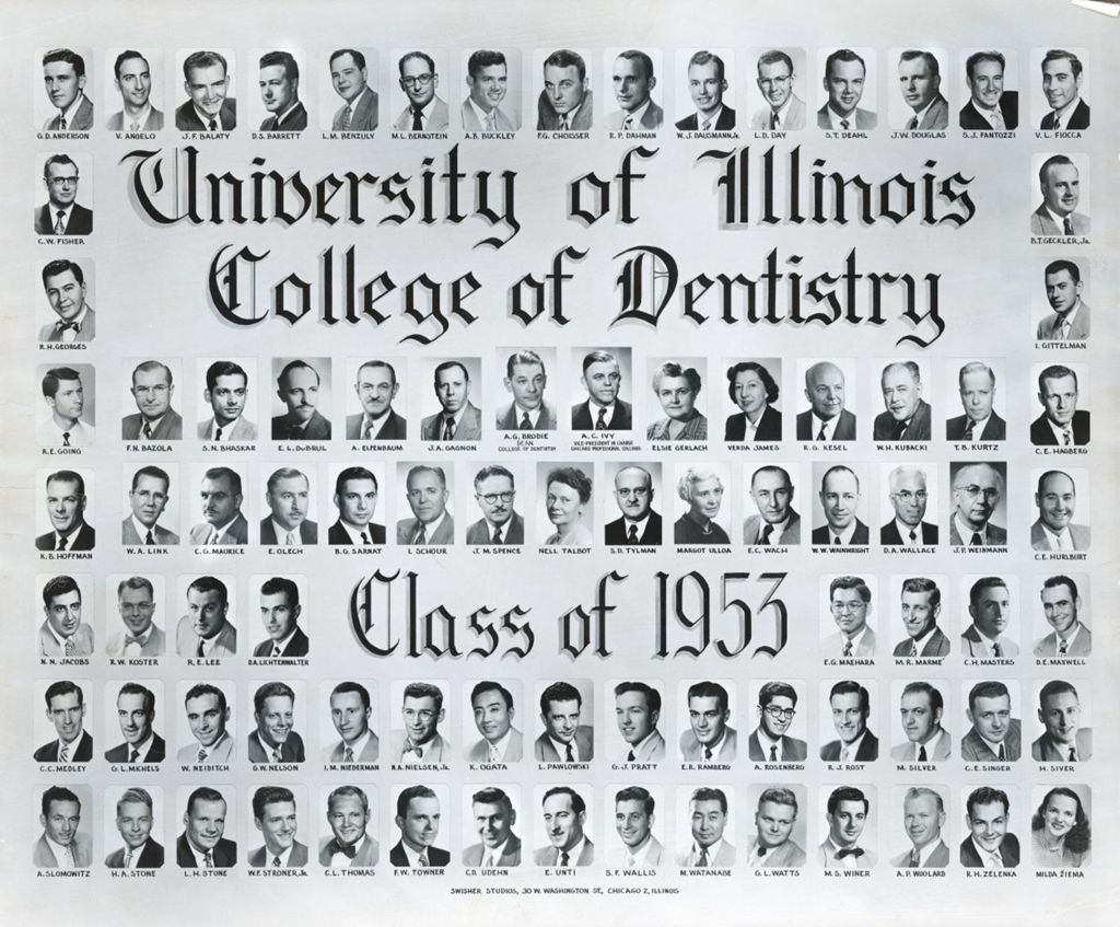 Miniature of 1953 graduating class, University of Illinois College of Dentistry