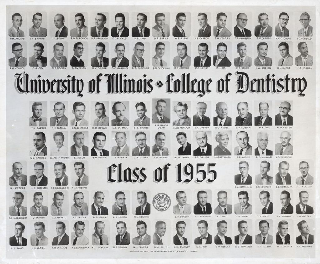 Miniature of 1955 graduating class, University of Illinois College of Dentistry