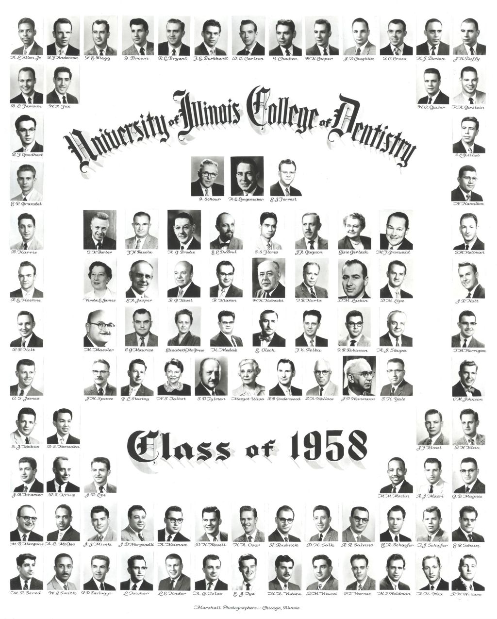 Miniature of 1958 graduating class, University of Illinois College of Dentistry