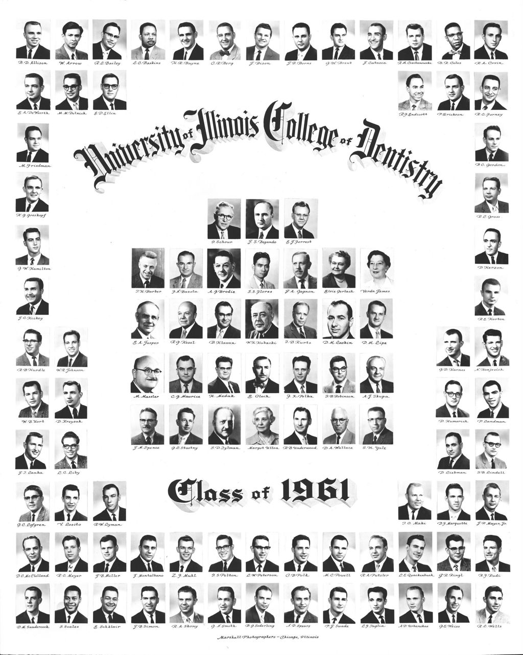 Miniature of 1961 graduating class, University of Illinois College of Dentistry